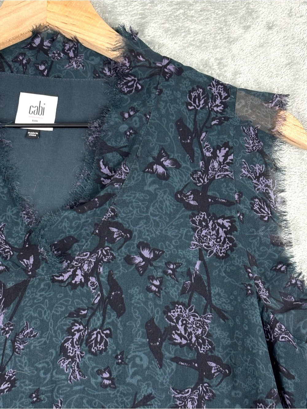 Cabi Top Womens Small Dark Teal Purple Evermore Blouse Chiffon Sleeveless 3065 - Picture 6 of 11